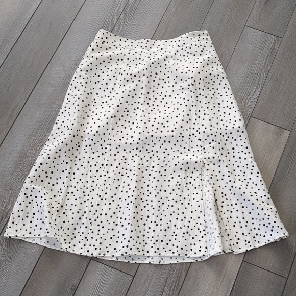 LOFT Elegant Black and White Polka Dot A-Line Skirt NWT! - Picture 1 of 7